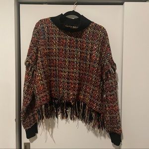 Zara mock neck textured sweater